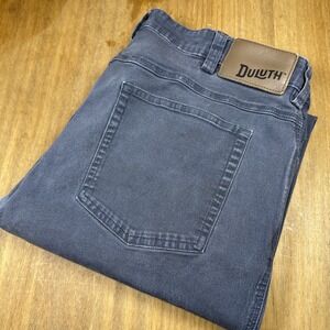 Duluth Trading Co 36x32 Relaxed Fit Gray Flex Fire Hose Pants Chino Distressed